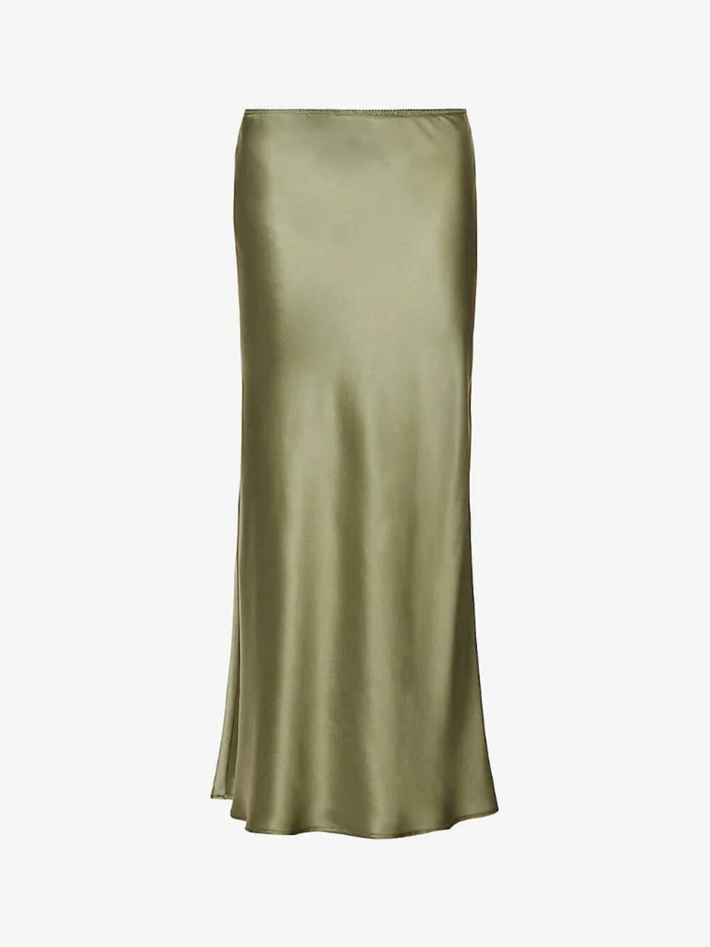 Reformation Olive Satin Midi Skirt